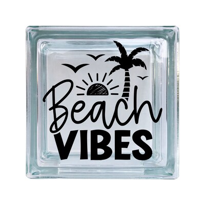 Beach Vibes Vinyl Decal For Glass Blocks, Car, Computer, Wreath, Tile, Frames - image1